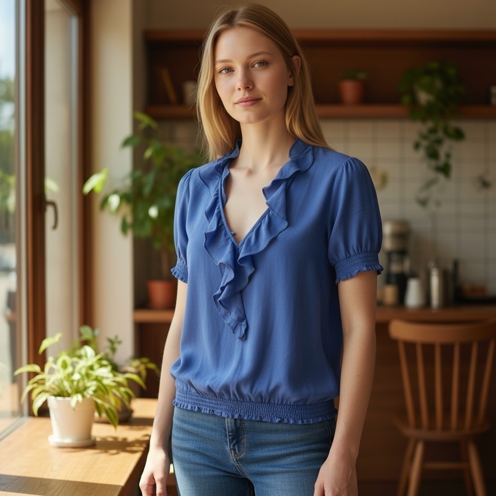 Sanctuary Blue Ruffled Blouse